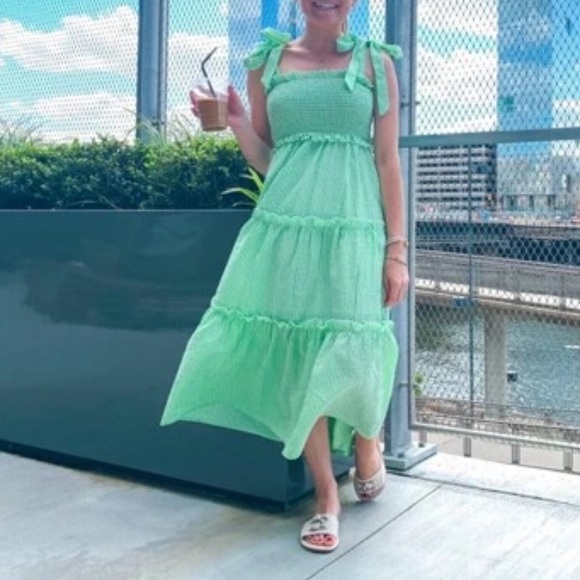 Green & white sleeveless dress - Picture 8 of 8